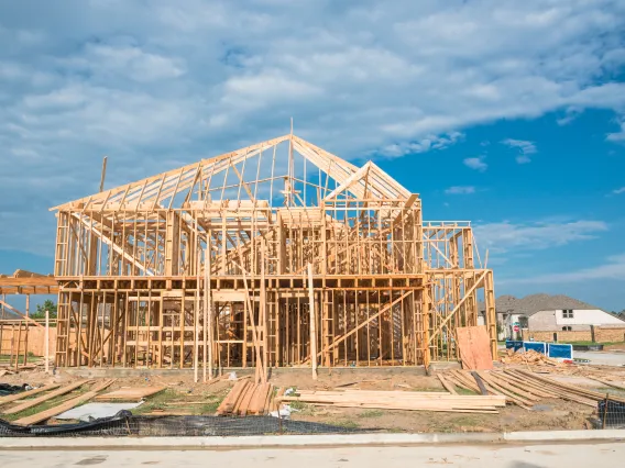 Home being built in the desert